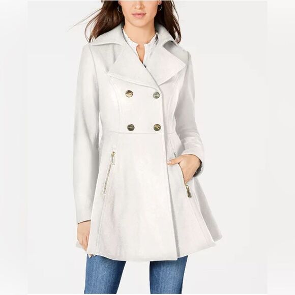Laundry by Shelli Segal Ivory Double Breasted Fit and Flare Wool Coat, XS - Picture 1 of 8